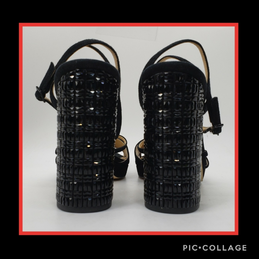 Micheal Kors Black Suede Jeweled Platforms Size 9 - Picture 8 of 9